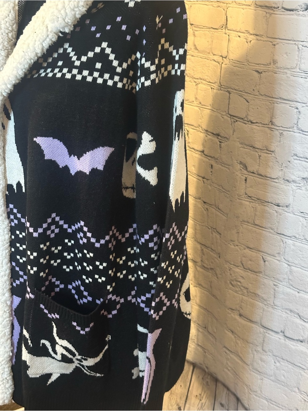 Disney Black Hooded Cardigan with Cream Sherpa Trim & Lavender Accents - Picture 2 of 6
